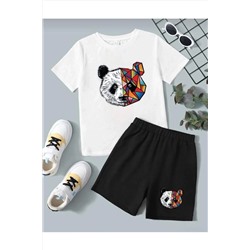 Комплект шорт с принтом панды для девочек и мальчиков TYC00754889350