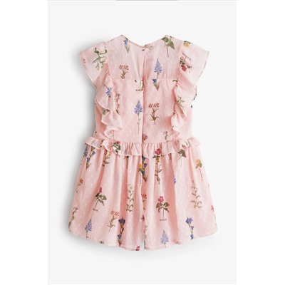 Baker by Ted Baker Pink Frilled Chiffon Playsuit