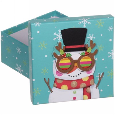Коробка подарочная "Крутой снеговик" 15.5*15.5*7.5 см