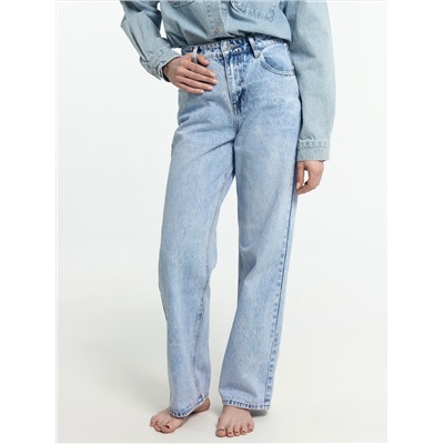Брюки женские джинсовые wide leg голубые