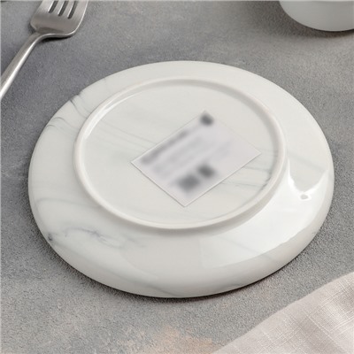 Тарелка керамическая пирожковая «Мрамор», d=15 см, цвет серый