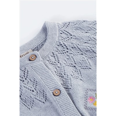 Frugi Grey Primrose Pointelle Cardigan