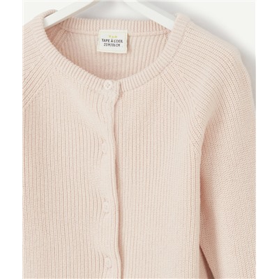 GILET FILLE EN COTON ROSE PÂLE