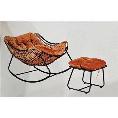 Кресло-качалка с подставкой "Нирвана", 98*80*102 см, оранжевый ДоброСад