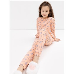 Пижама для девочек (лонгслив, брюки) в розовом цвете с единорогами