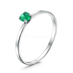 Кольцо из серебра с зелёным агатом родированное 04-201-0382-24