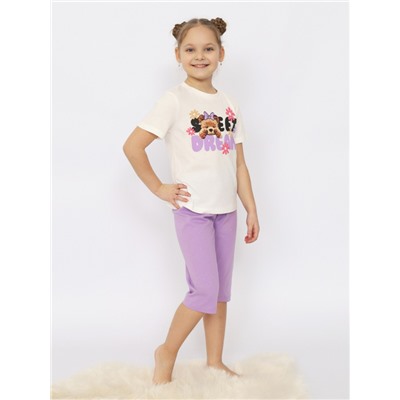 CSKG 50171-21 Пижама для девочки (футболка, бриджи),экрю