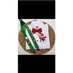 Рождественская рубашка с Санта-Клаусом и сосной на подтяжках и галстуке-бабочке TYCTT7K6IN170060422116956