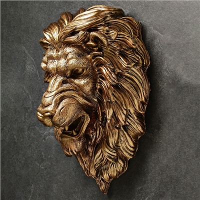 Подвесной декор "Голова льва" золото, 23х35х52см