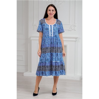 Платье с кружевом Шарлиз синяя полоса