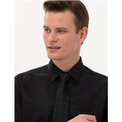Черная базовая рубашка обычного кроя с длинным рукавом