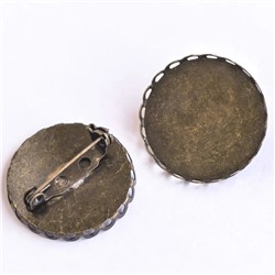 Основа для броши круглая "Ларго", цвет античная бронза, 26 мм