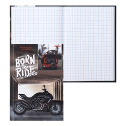 Книжка записная А6 (105*148 мм), 48 листов, клетка, склейка, твердый картон 7Бц Черный мотоцикл Проф-Пресс К48-5579
