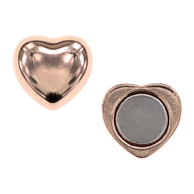 ZP002-08 Зажим для платка Сердце на магнитах, 15х15мм, цвет розовое золото