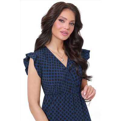 Черно-синее платье с V-образным вырезом