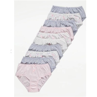 Pastel Unicorn Print Briefs 10 Pack