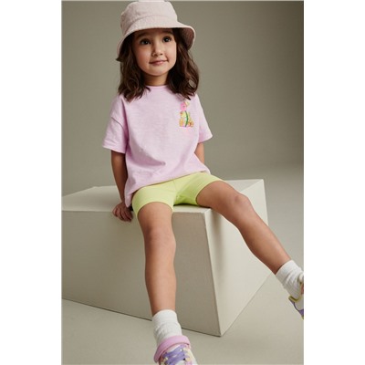 Pink/Green Character Short Sleeve T-Shirt and Cycle Shorts Set (3mths-7yrs)