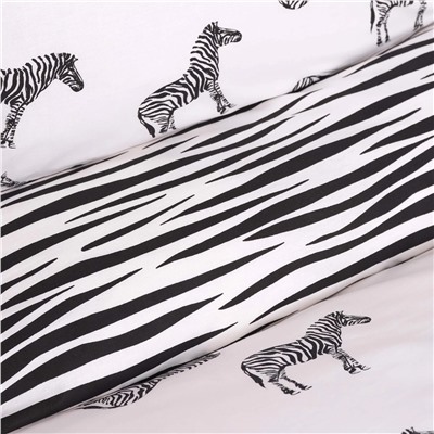 Sarah Anderson Zebra Черный комплект из 100% хлопка с одним пододеяльником и подушкой