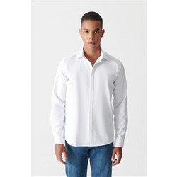 Мужская белая рубашка стандартного кроя со скрытыми нашивками и нижним воротником добби A12y2162