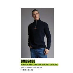 8MB9433 MAGLIONE CON ZIP ETICHETTA LOGO