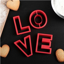 Набор форм для вырезания печенья Доляна «Любовь», 4 шт, 6×5,5×1,5 см, цвет красный