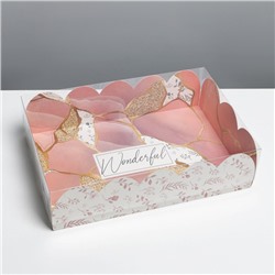 Коробка для печенья, кондитерская упаковка с PVC крышкой, «Камень», 20 х 30 х 8 см