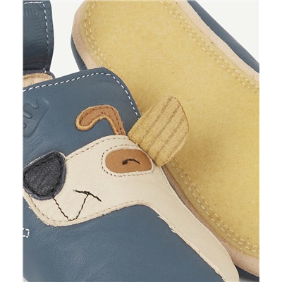 EASY PEASY
CHAUSSONS EN CUIR BLEU AVEC CHIEN