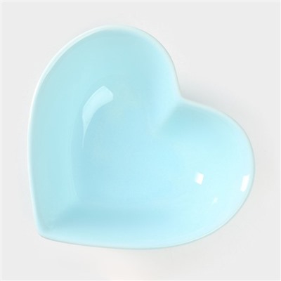 Салатник керамический Доляна «Сердце», 130 мл, 12,5×11,5 см, цвет голубой
