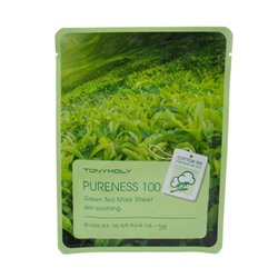 TONYMOLY PURENESS 100 Green Tea Mask Sheet Очищающая тканевая маска для лица с экстрактом зелёного ч