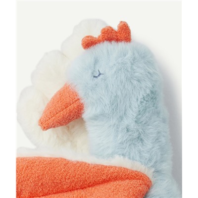 LE DOUDOU POULE BLEU ET ORANGE TOUT DOUX