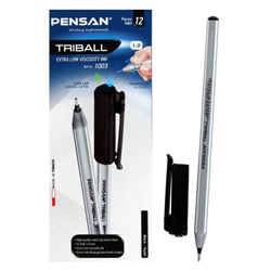 Ручка шариковая масляная Pensan Triball, узел-игла 1.0 мм, трёхгранная, чернила чёрные