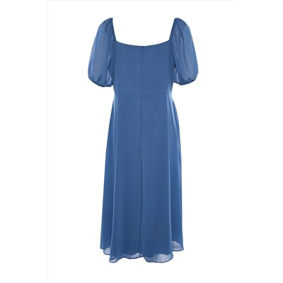 Синее тканое платье с разрезом TBBSS22AH0012