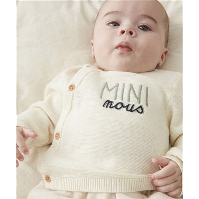 LE PULL ÉCRU EN COTON AVEC MESSAGE BRODÉ BÉBÉ