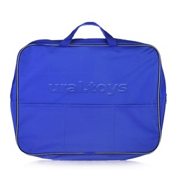 Папка менеджера широкая с внешним карманом A3 (45x35x7 см) текстильная, на молнии, с текстильными ручками, увеличенная длина 24 см, с внутренним карманом, синяя