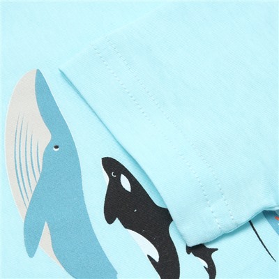 Комплект для мальчика "Киты" (футболка/шорты), цвет голубой/синий, рост 98-104 см
