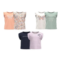 lupilu® Kleinkinder Mädchen T-Shirts, 2 Stück, mit Print und Rundhalsausschnitt