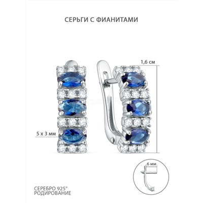 Серьги из серебра с фианитами родированные c50258