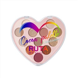 RUTA Палетка теней COCOA palette (12 цветов от нюдовых до ярких теплые оттенки)