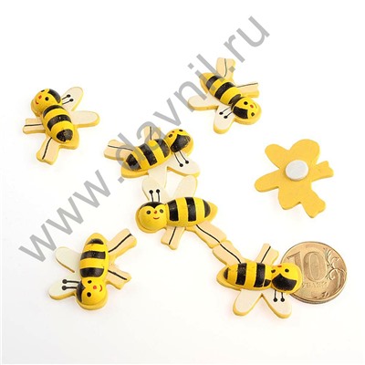 Пчелка на липучке МТ226 10 шт желтая