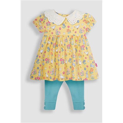 JoJo Maman Bébé 2-Piece Floral Collar Tunic & Rib Leggings Set