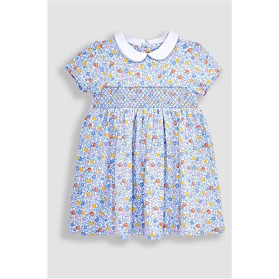 JoJo Maman Bébé Orange & Lemon Ditsy Floral Smocked Jersey Dress