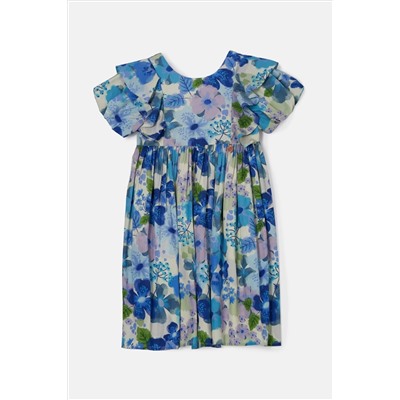 Angel & Rocket Celia Blue Floral Print Puff Sleeve Dress