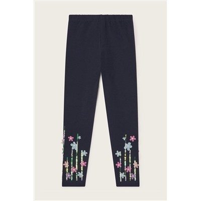 Monsoon Blue Floral Embellished Leggings