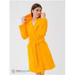 Махровый женский укороченный халат с капюшоном Желтый МЗ-01 (71)