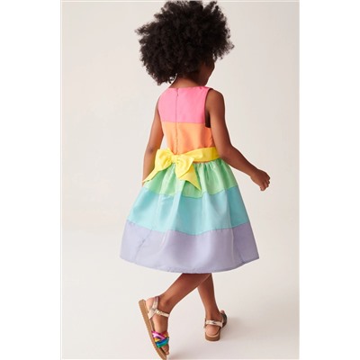 Little Bird by Jools Oliver Colourful Pastel Striped Occasion Dress with Bow