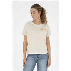 Женская кремовая футболка с круглым вырезом Неожиданная скидка в корзине
