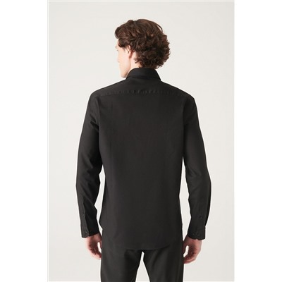 Черная рубашка Оксфорд, воротник на пуговицах из 100% хлопка, стандартная посадка