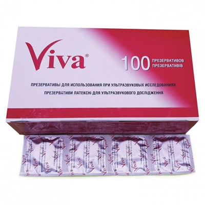 Презервативы для УЗИ VIVA к-т 100 шт без накопителя гладкие без смазки 210х28 мм 630329 (1)