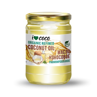 Масло кокосовое  для жарки, рафинированное (organic) I❤COCO, ст. б, 500мл, Шри-Ланка