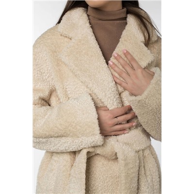 02-3071 Пальто женское утепленное (пояс) Ворса молочный